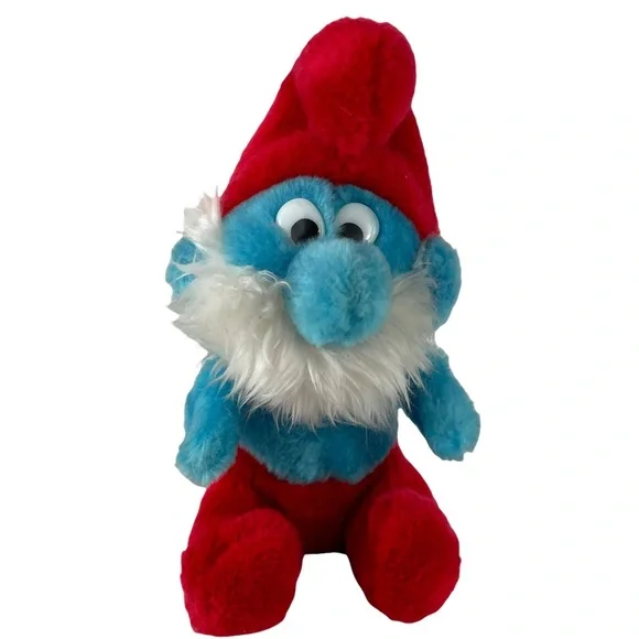 Vintage Papa Smurf Beanie Plush 6” Peyto Wallace Bernie & Co 1981 1980s Stuffed - Picture 1 of 9